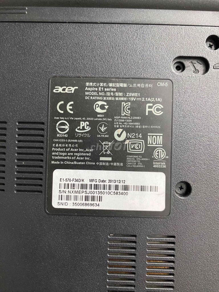 Acer Aspire E1-570 i3 6GB Đã sử dụng. Mua bán Laptop tại Quận 1 Tp Hồ Chí Minh được đăng bởi Vĩ Khang Nguyễn Phúc hình 1