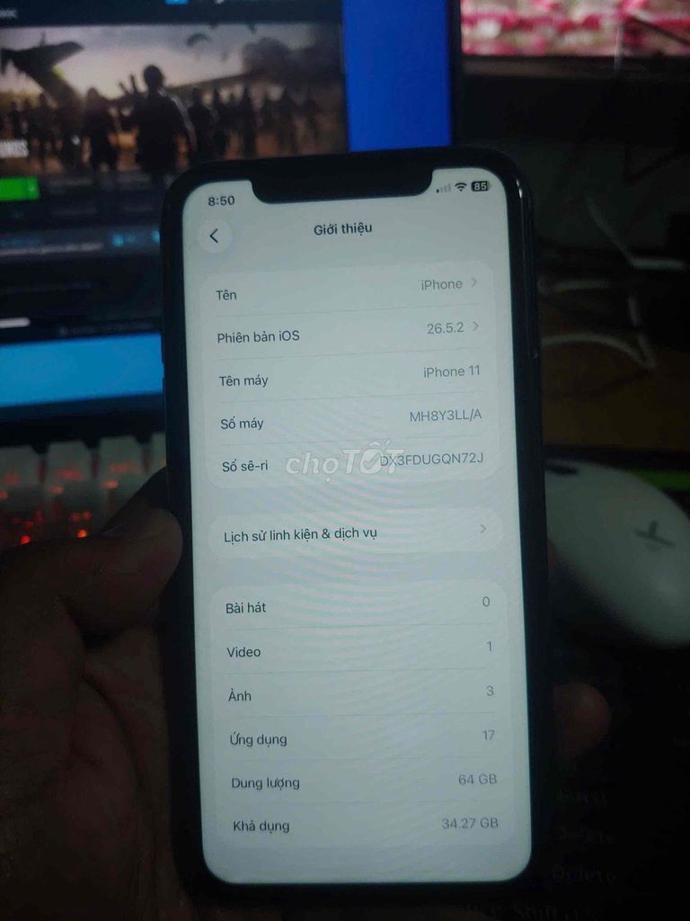 Apple iPhone 11 64GB Đen kh đặt lại. Mua bán Điện thoại tại Huyện Đắk Song Đắk Nông được đăng bởi Vinh Ngoc hình 1