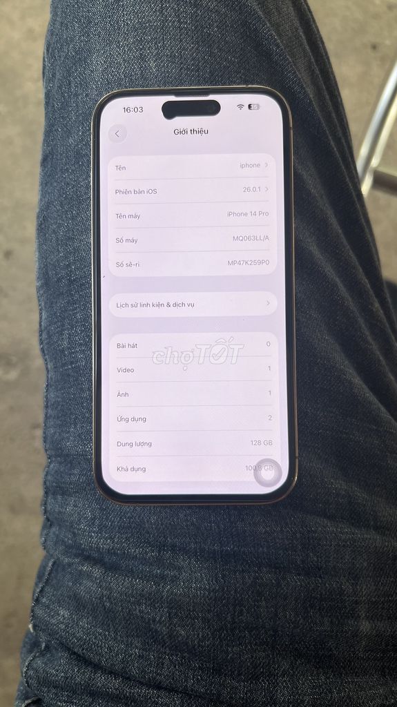 iPhone 14 Pro 128GB màu vàng máy sử dụng wifi. Mua bán Điện thoại tại Thành phố Thuận An Bình Dương được đăng bởi Tô Văn Quốc hình 1