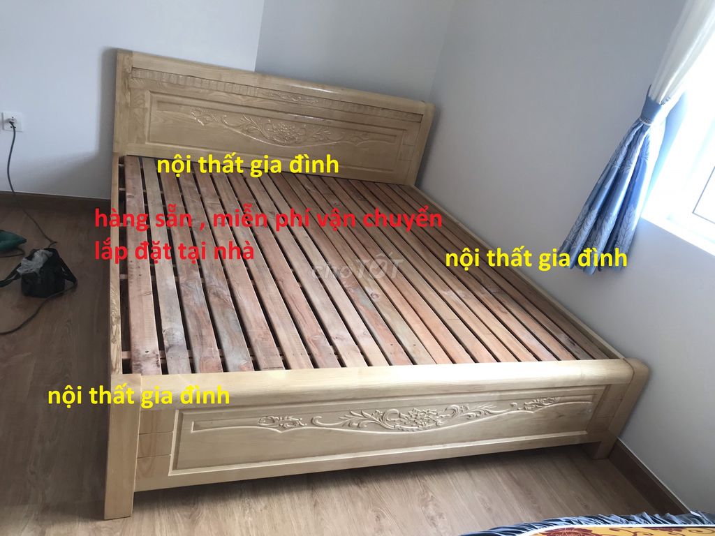 hàng mới 100% - giường gỗ sồi nhận hàng thanh toán