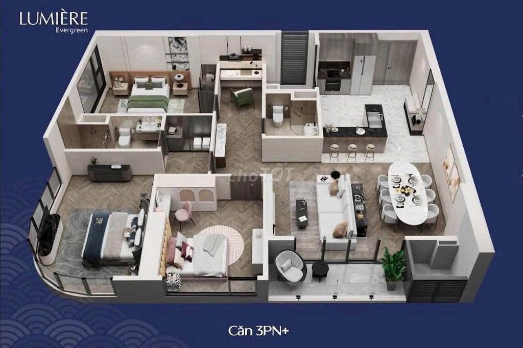 Квартира Lumiere Evergreen A1, 110 м², 3 спальни
