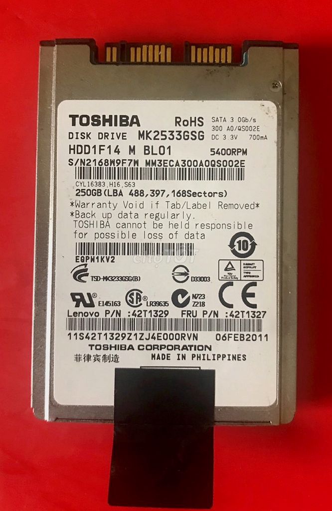 Ổ cứng HDD Toshiba MK2533GSG. Mua bán Linh kiện (RAM, Card...) tại Quận Phú Nhuận Tp Hồ Chí Minh được đăng bởi Hòa lê 7 hình 1