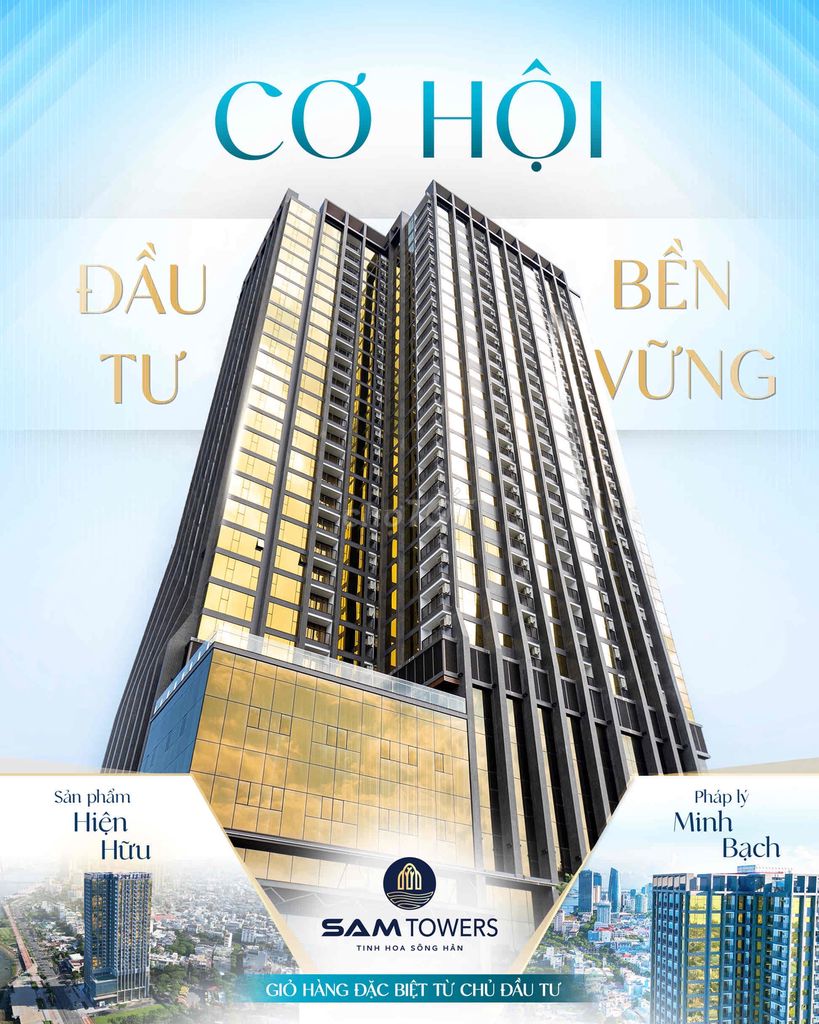 Cắt lỗ căn góc 2PN SAM TOWERS trực diện sông,tầng 24,cho thuê 25tr/th