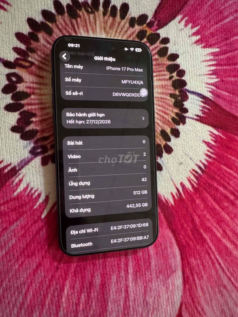 Apple iPhone 17 Pro Max 512GB Còn bảo hành. Mua bán Điện thoại tại Huyện Gò Công Tây Tiền Giang được đăng bởi anh tư hình 1