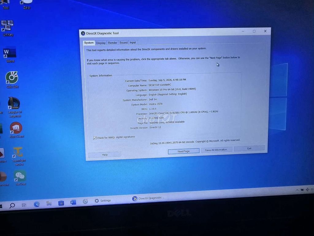Dell Vostro 3578 i5 8GB/650GB Windows 10 Pro. Mua bán Laptop tại Huyện Quế Võ Bắc Ninh được đăng bởi Tên chưa cung cấp hình 1