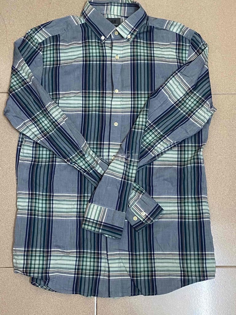 áo sơ mi xanh sọc size M hiệu uniqlo