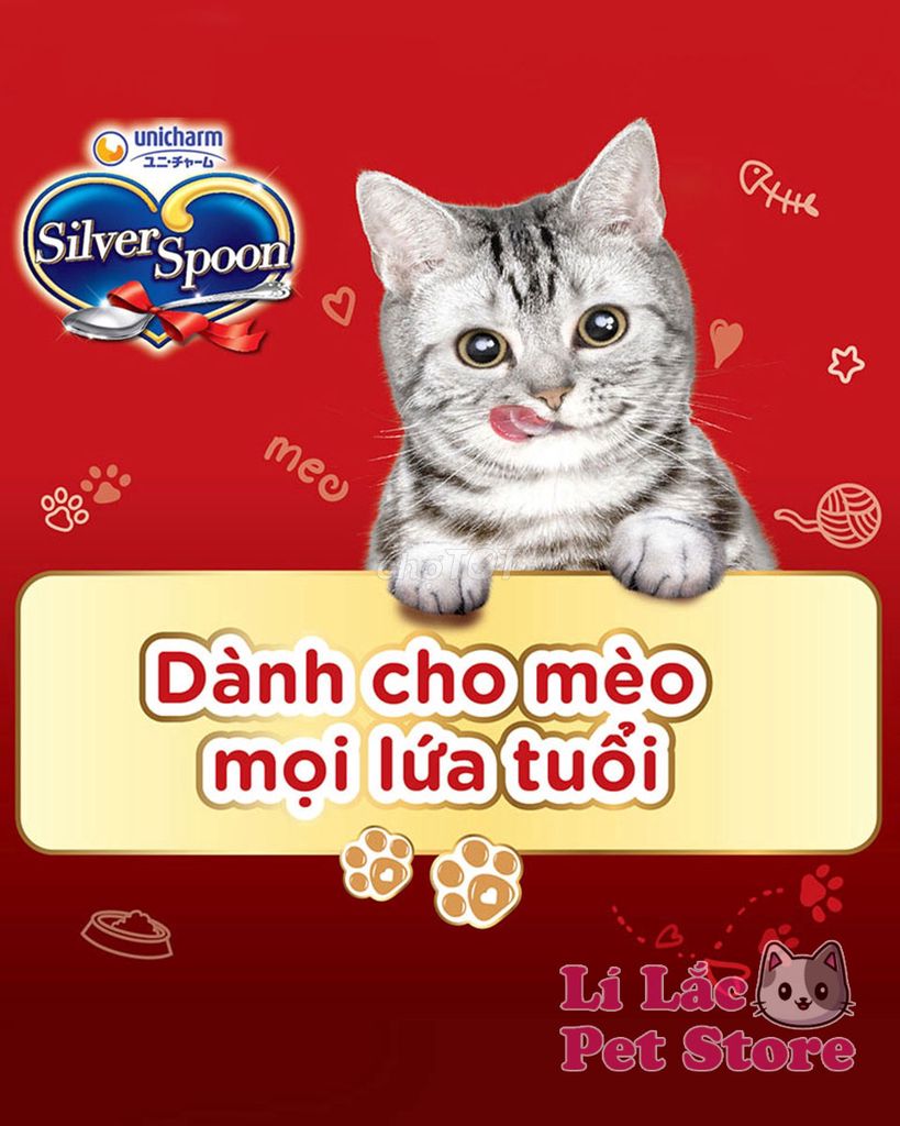 Thức ăn hạt cho mèo mọi lứa tuổi Silver Spoon 1Kg