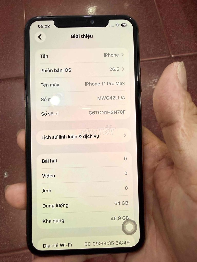 Apple iPhone 11 Pro Max 64GB Đã thay màn pin. Mua bán Điện thoại tại Thành phố Biên Hòa Đồng Nai được đăng bởi văn Dũng  hình 1