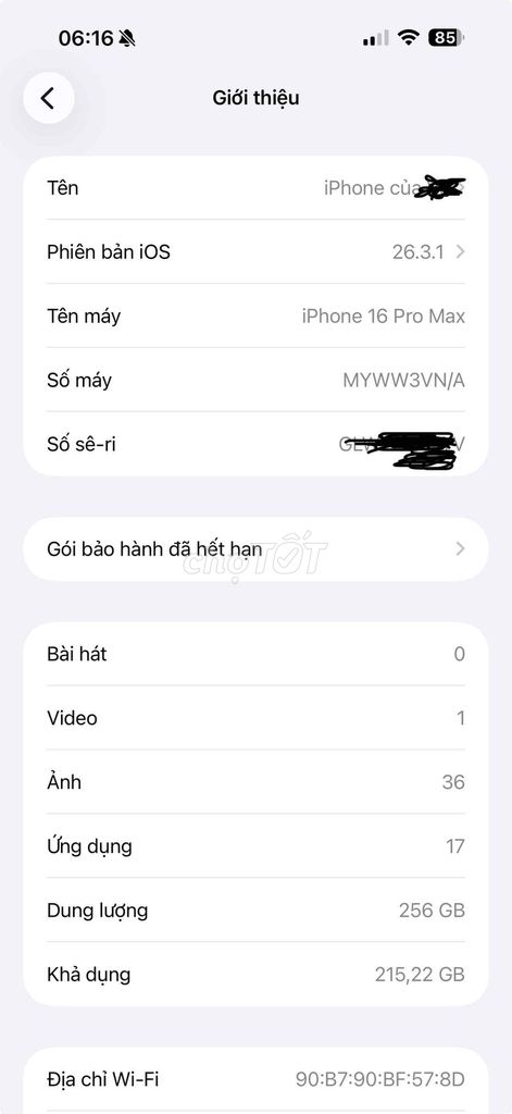 iPhone 16 Pro Max 256GB Trắng VN/A. Mua bán Điện thoại tại Quận Cẩm Lệ Đà Nẵng được đăng bởi Nhỏ Nhỉ hình 1