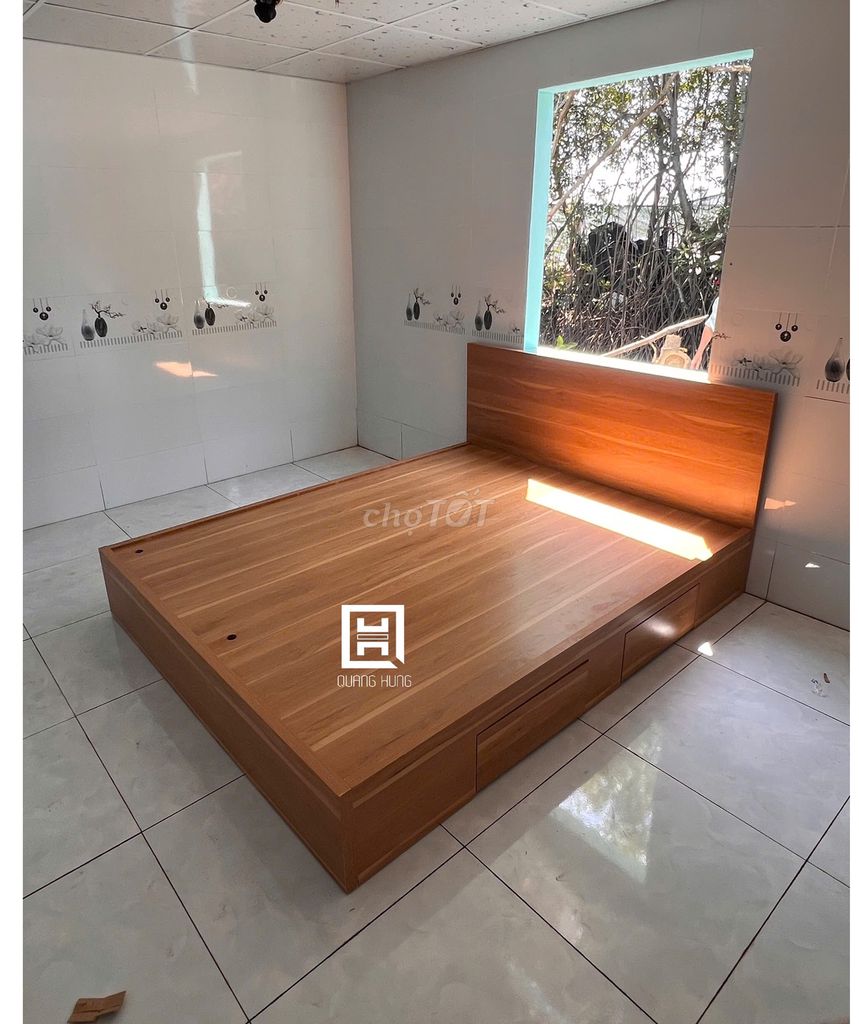 GIƯỜNG GỖ MDF-GIƯỜNG MDF-GIƯỜNG MDF-GIƯỜNG GỖ MDF. Mua bán Giường, chăn ga gối nệm tại Thị xã Tân Uyên Bình Dương được đăng bởi Nội Thất Quang Hùng TD hình 1
