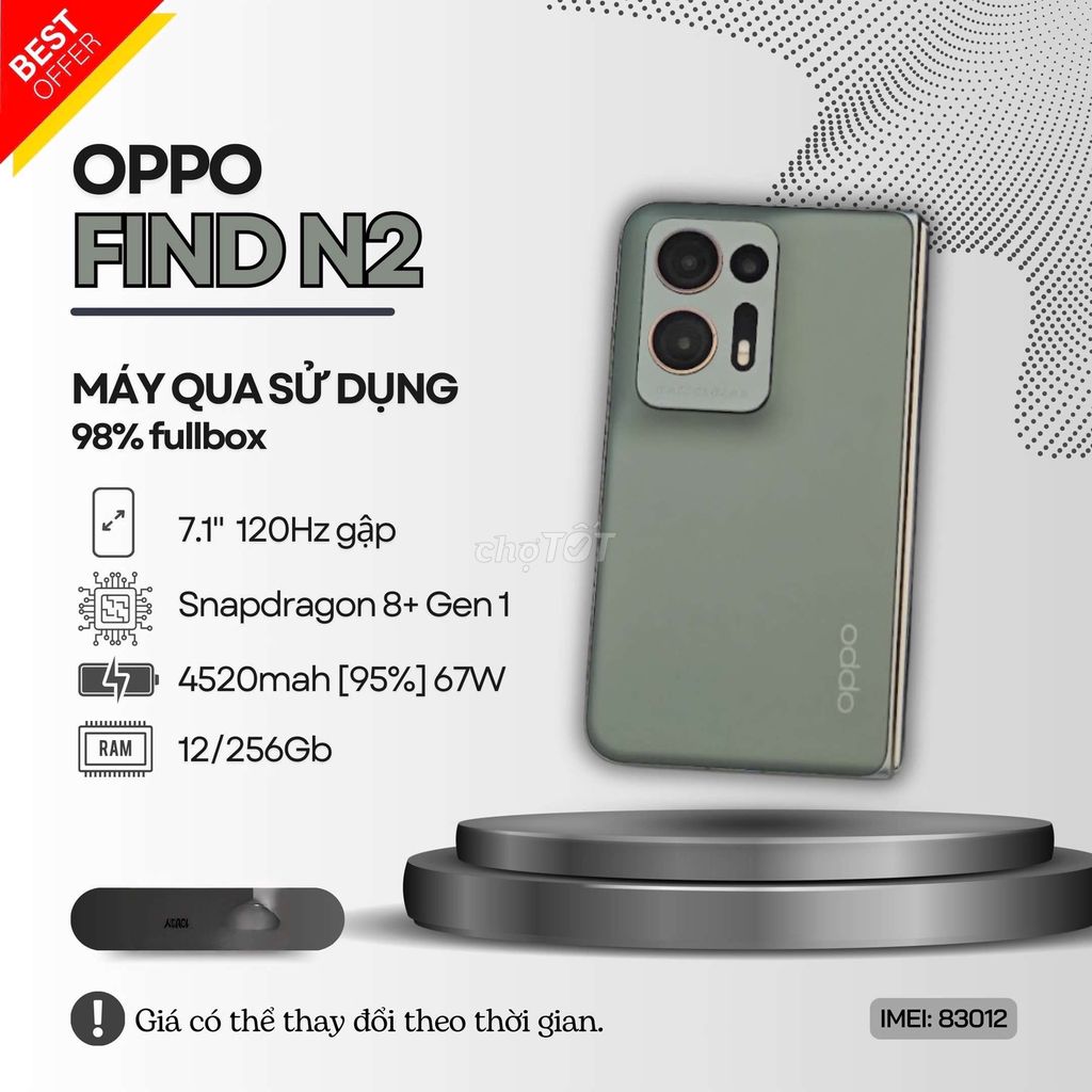 🥇OPPO FIND N2 FULLBOX 12/256GB XANH