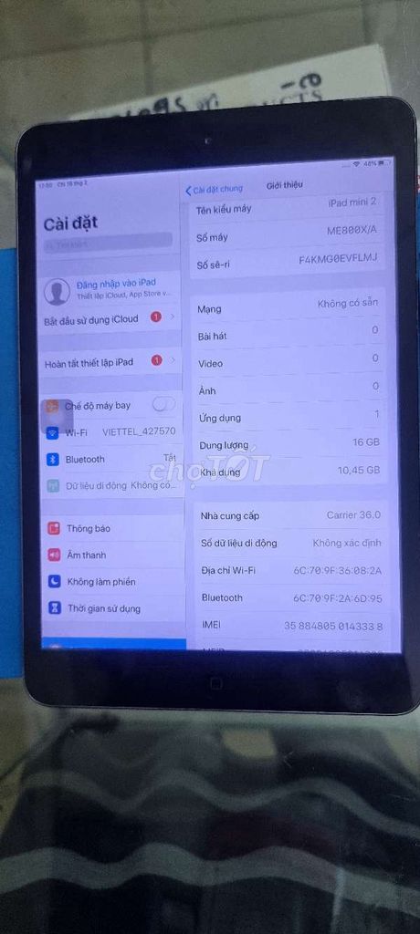 Ipad mini 2 wifi 4g zin pin rất trâu