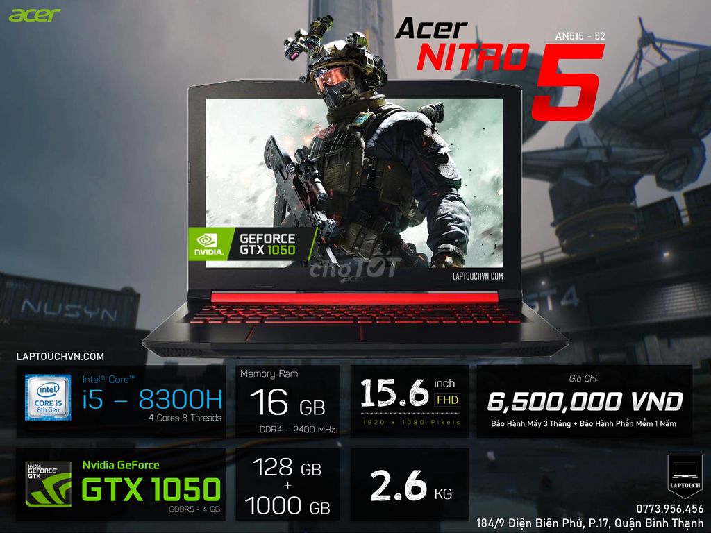 Acer Nitro 5 AN515 i5-8300H 15.6 inch. Mua bán Laptop tại Quận Bình Thạnh Tp Hồ Chí Minh được đăng bởi Cửa Hàng Máy Tính Laptouch VN hình 1
