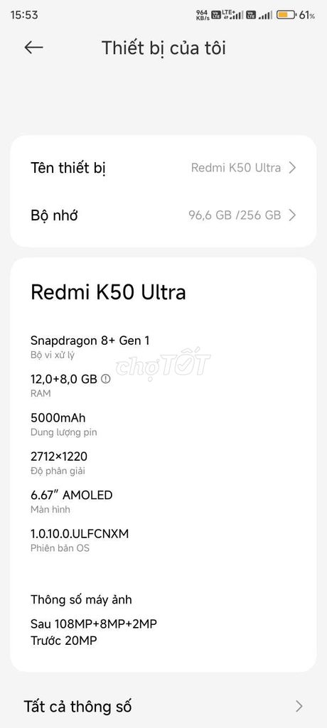 Xiaomi Redmi K50 Ultra 256GB Xanh Dương. Mua bán Điện thoại tại Thị xã Bỉm Sơn Thanh Hóa được đăng bởi Cường Cay hình 1