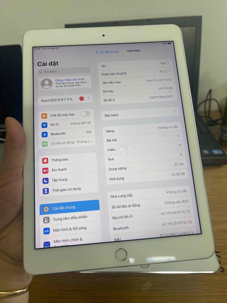 về được it pro 9.7 32G 4G 2016  pin 9x máy 99. ful