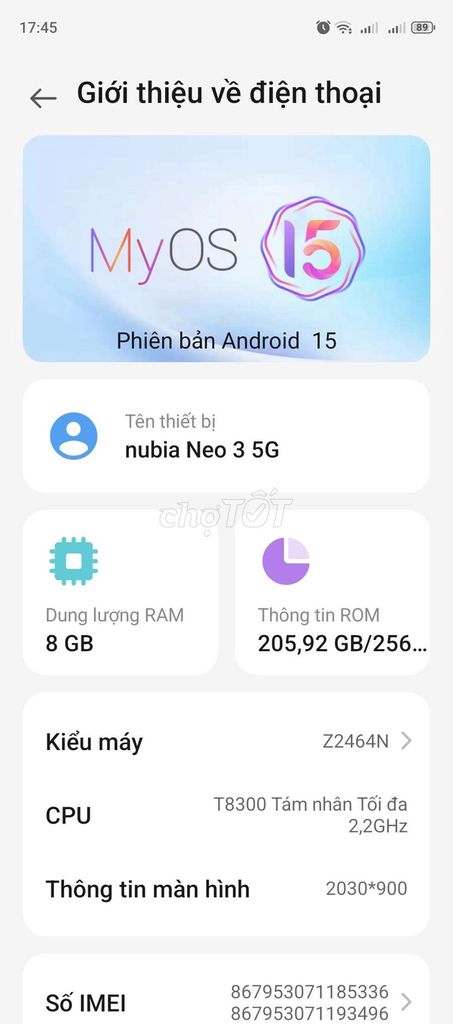 nubia Neo 3 5G 256GB Đã sử dụng. Mua bán Điện thoại tại Huyện Long Thành Đồng Nai được đăng bởi tiến hình 1