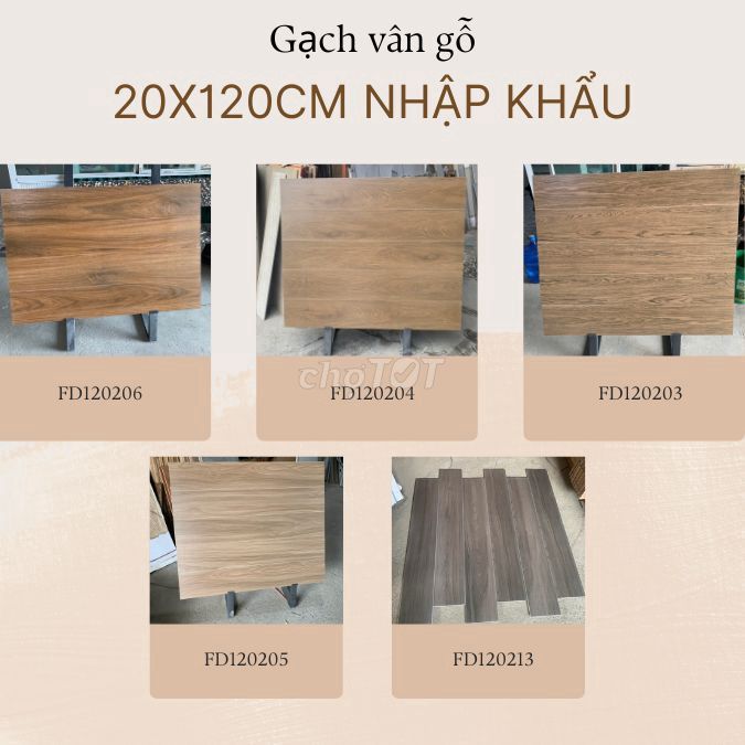 Gạch giả gỗ kích thước 20x120cm nhập khẩu xương đá