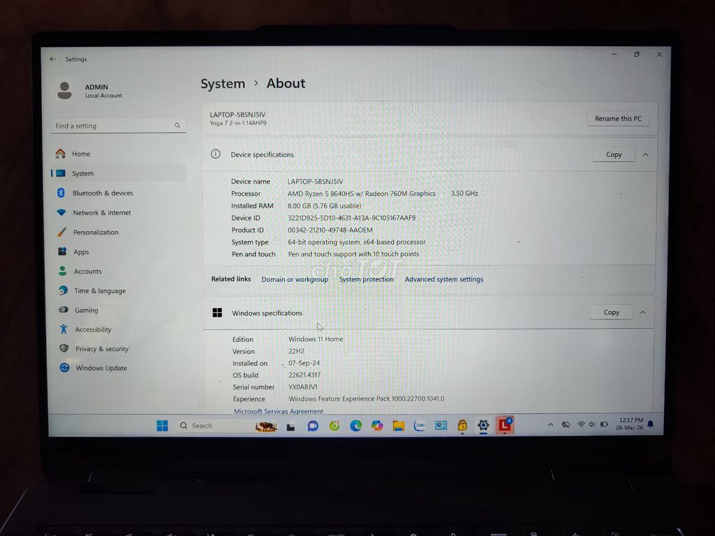Lenovo Yoga 7 14ARH7 Ryzen 5 8GB. Mua bán Laptop tại Huyện Ea H'leo Đắk Lắk được đăng bởi Chức Vũ duy hình 1