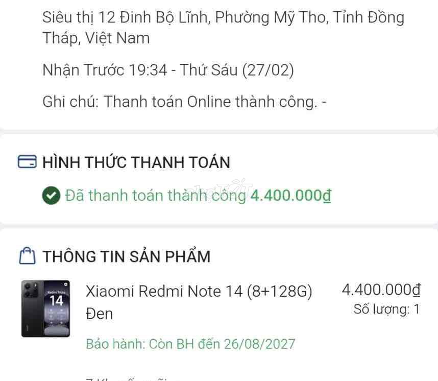 Xiaomi Redmi Note 14 128GB Đen. Mua bán Điện thoại tại Thành phố Mỹ Tho Tiền Giang được đăng bởi phuquy hình 1
