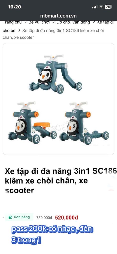 xe chòi , tập đi , xe trượt 3trong1 có nhạc, đèn