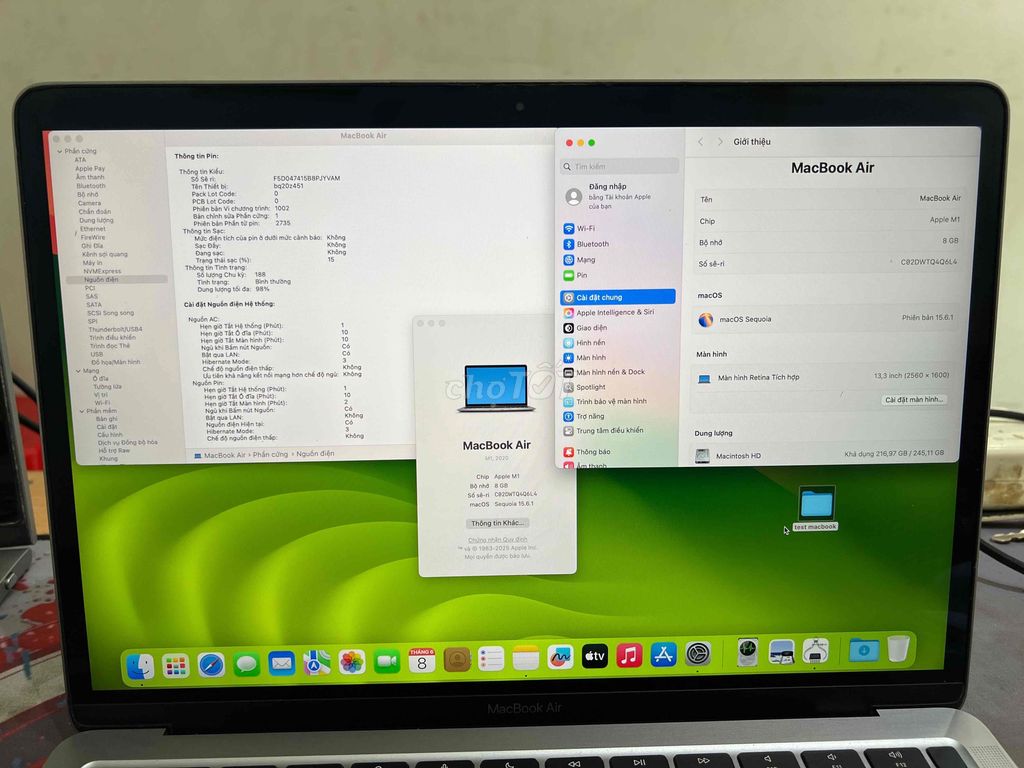 Apple Macbook Air M1 2020 13.3 inch 8GB/256GB. Mua bán Laptop tại Quận Đống Đa Hà Nội được đăng bởi Nam khánh hình 1