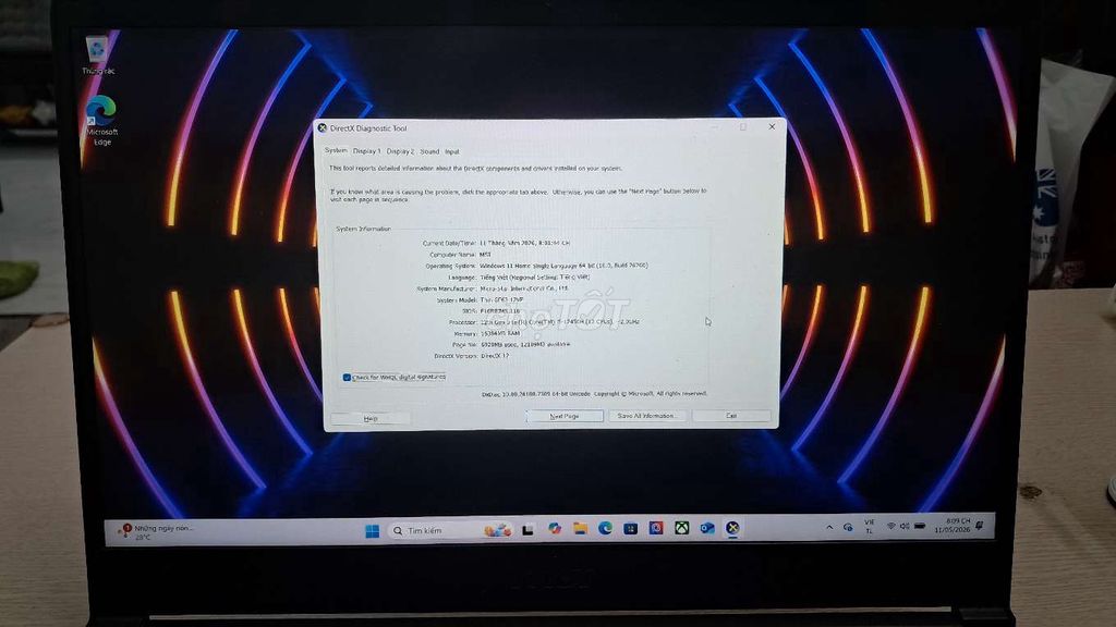 MSI Thin GF63 12VE i5 16GB/512GB. Mua bán Laptop tại Quận Hai Bà Trưng Hà Nội được đăng bởi bùi hữu liêm  hình 1