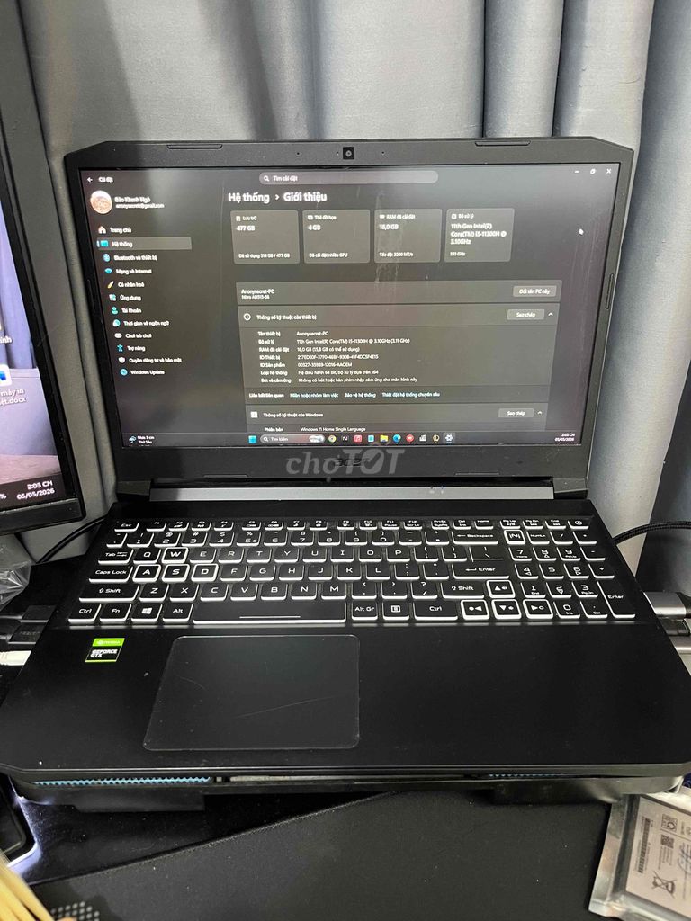 Tàu nhanh Acer Nitro 5 i5-11300H Ram 16G Ssd 512G. Mua bán Laptop tại Quận Bắc Từ Liêm Hà Nội được đăng bởi Thuỷ hình 1