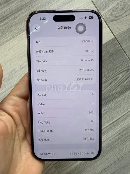 iPhone 16 128GB Tím Đã sử dụng. Mua bán Điện thoại tại Quận 1 Tp Hồ Chí Minh được đăng bởi Hội Đồ Điện Tử hình 1