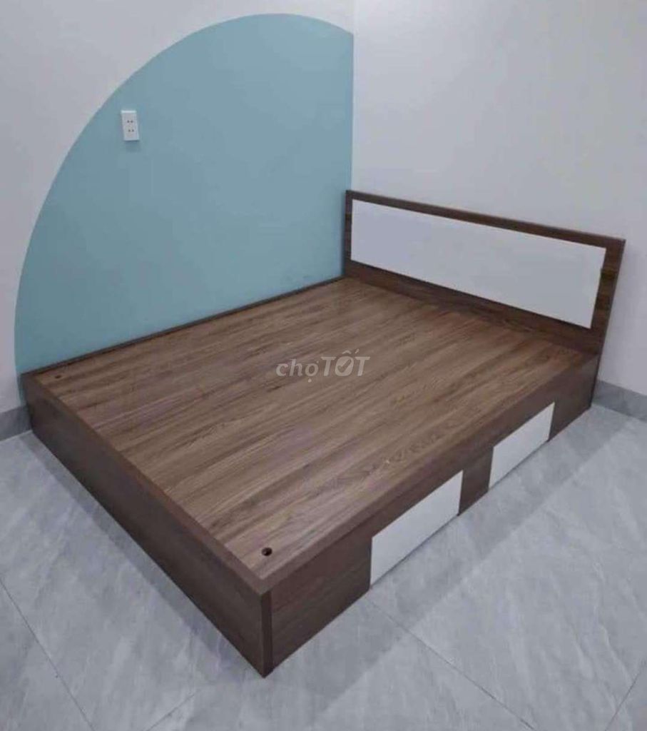 GIƯỜNG GỖ CÔNG NGHIỆP MDF 1M6*2M CÓ HỘP KÉO