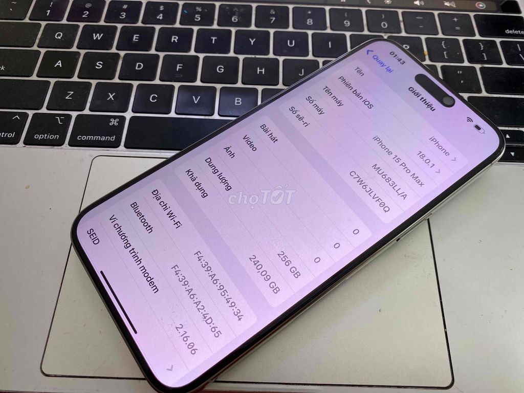 iPhone 15 Pro Max 256GB Titan, Bản Quốc Tế Mỹ. Mua bán Điện thoại tại Quận 7 Tp Hồ Chí Minh được đăng bởi Nhungle hình 3