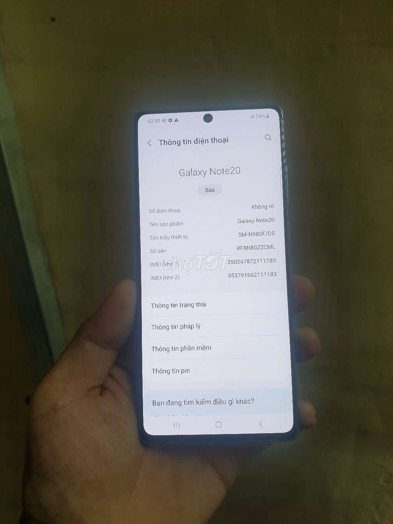 Note 20 Ran 8 256G. Chính hãng 2 sim. Máy đẹp full