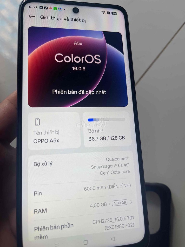 OPPO A5x 4GB/128GB Snapdragon 6s 4G. Mua bán Điện thoại tại Huyện Long Thành Đồng Nai được đăng bởi Nguyễn Thanh Quyền hình 1