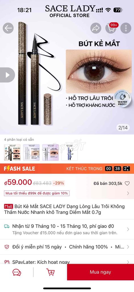 kẻ mắt chống nước lâu trôi