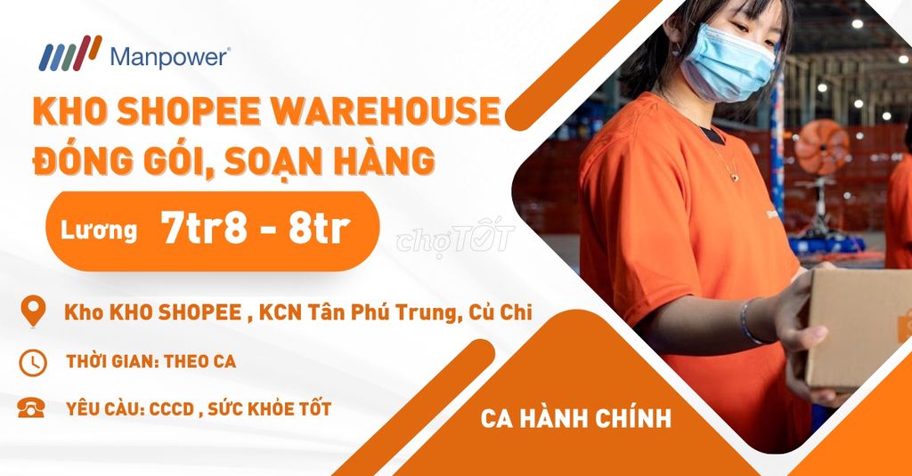 Nhân Viên Thời Vụ/Cố định Shopee Củ Chi