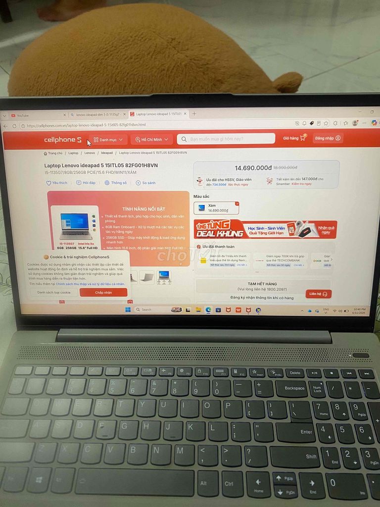 Lenovo IdeaPad Slim 5 i5 11th Gen 8GB/256GB Bạc. Mua bán Laptop tại Huyện Nhà Bè Tp Hồ Chí Minh được đăng bởi Bill2000 hình 1