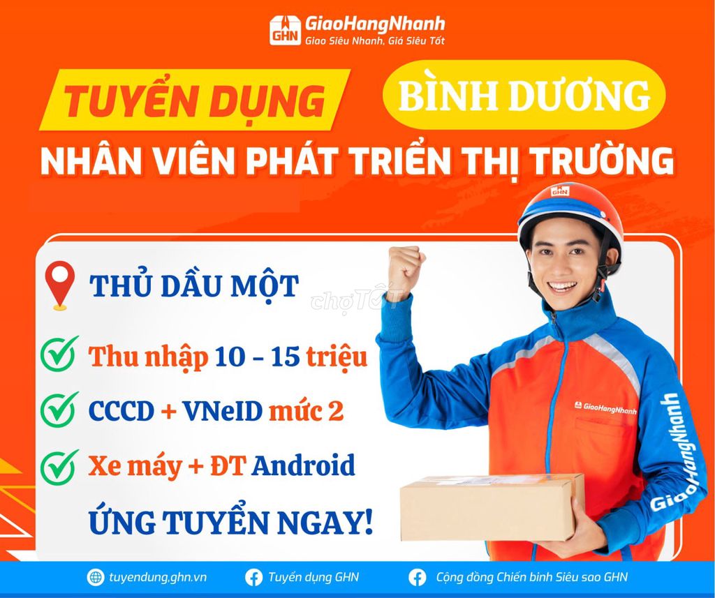 THỦ DẦU MỘT TUYỂN THÊM 3 SHIPPER LƯƠNG 10-15TR/