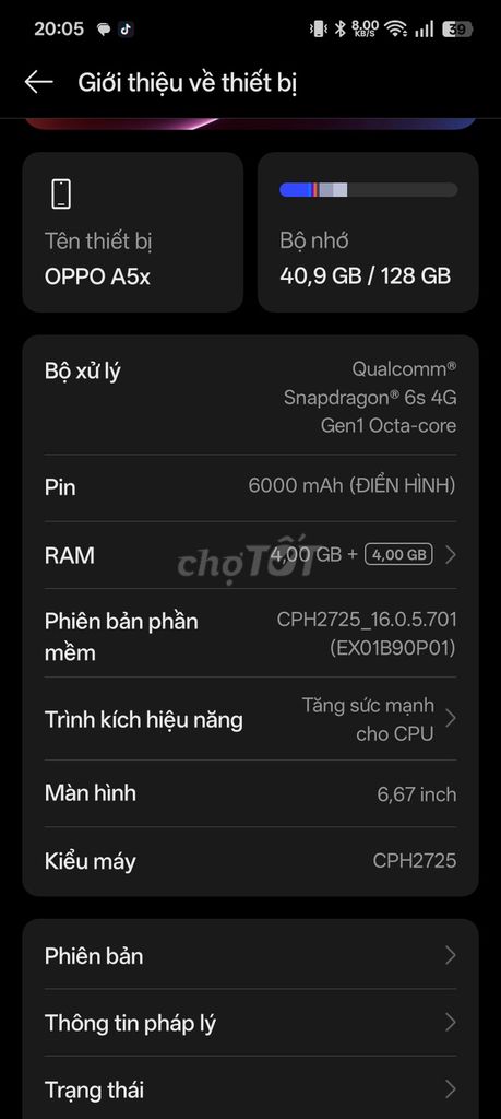 Oppo A5x 4/128 Midnight blue. Mua bán Điện thoại tại Quận Kiến An Hải Phòng được đăng bởi Phùng Xuân Nam hình 1