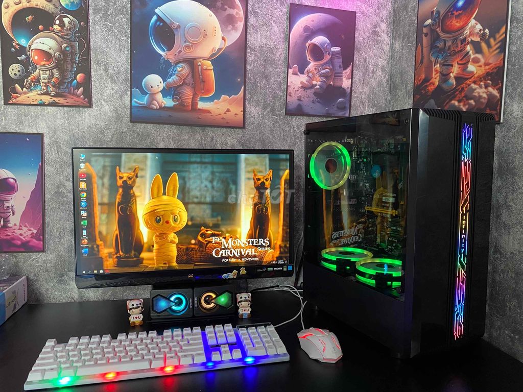 Trọn bộ màn 22" full viền case gaming led grb