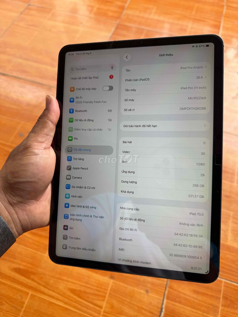 iPad Pro 11 inch 256GB bản Wifi/Sim5G. full cn. Mua bán Máy tính bảng tại Thành phố Thuận An Bình Dương được đăng bởi Nguyễn Văn Khánh hình 1