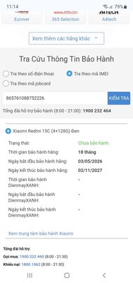Xiaomi Redmi 15C 128GB Đen TGDD còn BH 11/2027