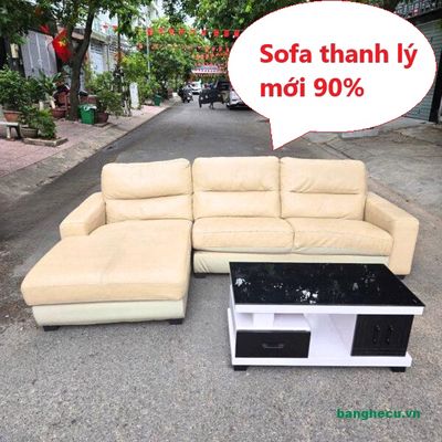 Sofa da chữ L, sofa bọc da góc L màu kem như mới. Mua bán Bàn ghế tại Quận Bình Thạnh Tp Hồ Chí Minh được đăng bởi Nội Thất Giá Sĩ Phú Nhàn