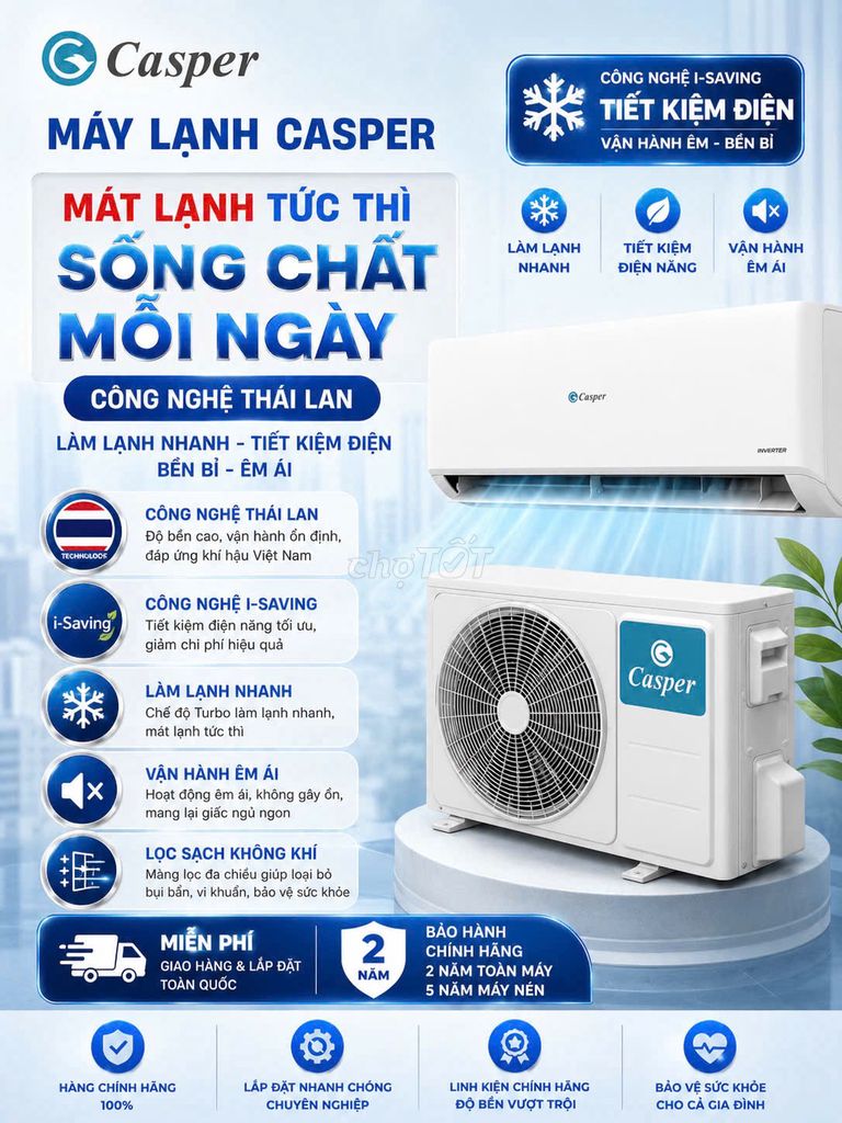 Máy lạnh Casper TRẢ GÓP TƯ NHÂN - CHỈ CCCD . Mua bán Máy lạnh, điều hoà tại Thành phố Tân An Long An được đăng bởi NHƯ ĐIỆN MÁY TRẢ GÓP LÊ TRIỀU hình 1