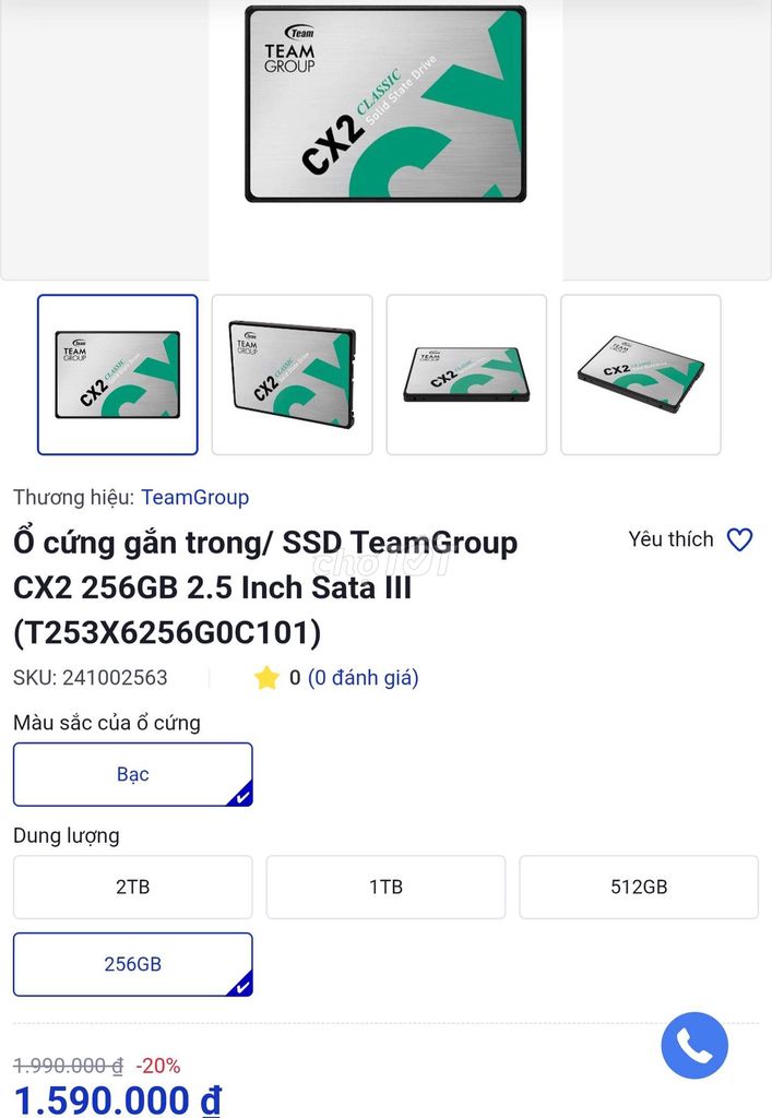 Ổ cứng SSD TeamGroup CX2 256GB Bạc. Mua bán Linh kiện (RAM, Card...) tại Thành phố Tuyên Quang Tuyên Quang được đăng bởi Bùi Thanh Hải hình 1