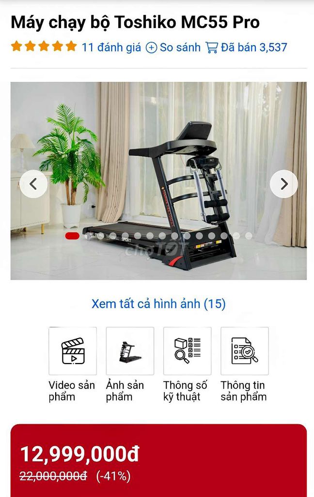 CẦN PASS MÁY CHẠY BỘ TOSHIKO LIKE NEW 99%