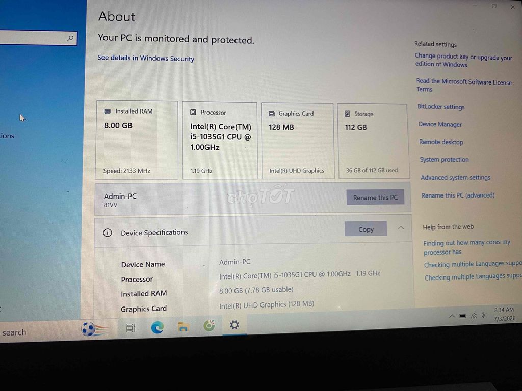 Lenovo  i5-1035G1 8GB/112GB Bạc. Mua bán Laptop tại Huyện Chợ Mới An Giang được đăng bởi tâm hình 1