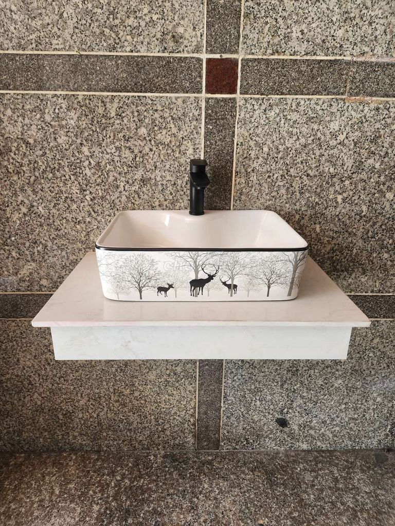 Combo lavabo + vòi rửa + bàn đá ( đồng giá)