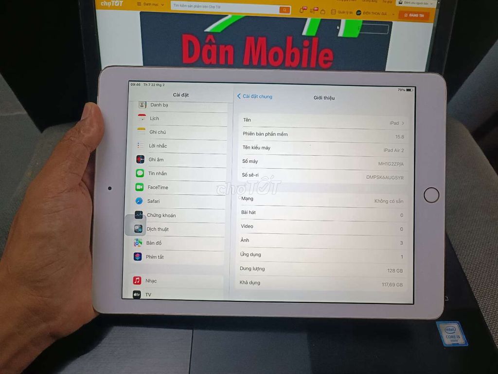 IPAD AIR 2 128GB 4G MÁY ZIN ĐẸP PIN TRÂU FULL CN