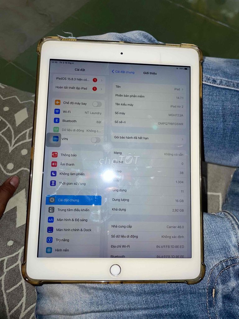 iPad Air 2 16GB 4G. Mua bán Máy tính bảng tại Huyện Hóc Môn Tp Hồ Chí Minh được đăng bởi đào ngọc danh hình 3