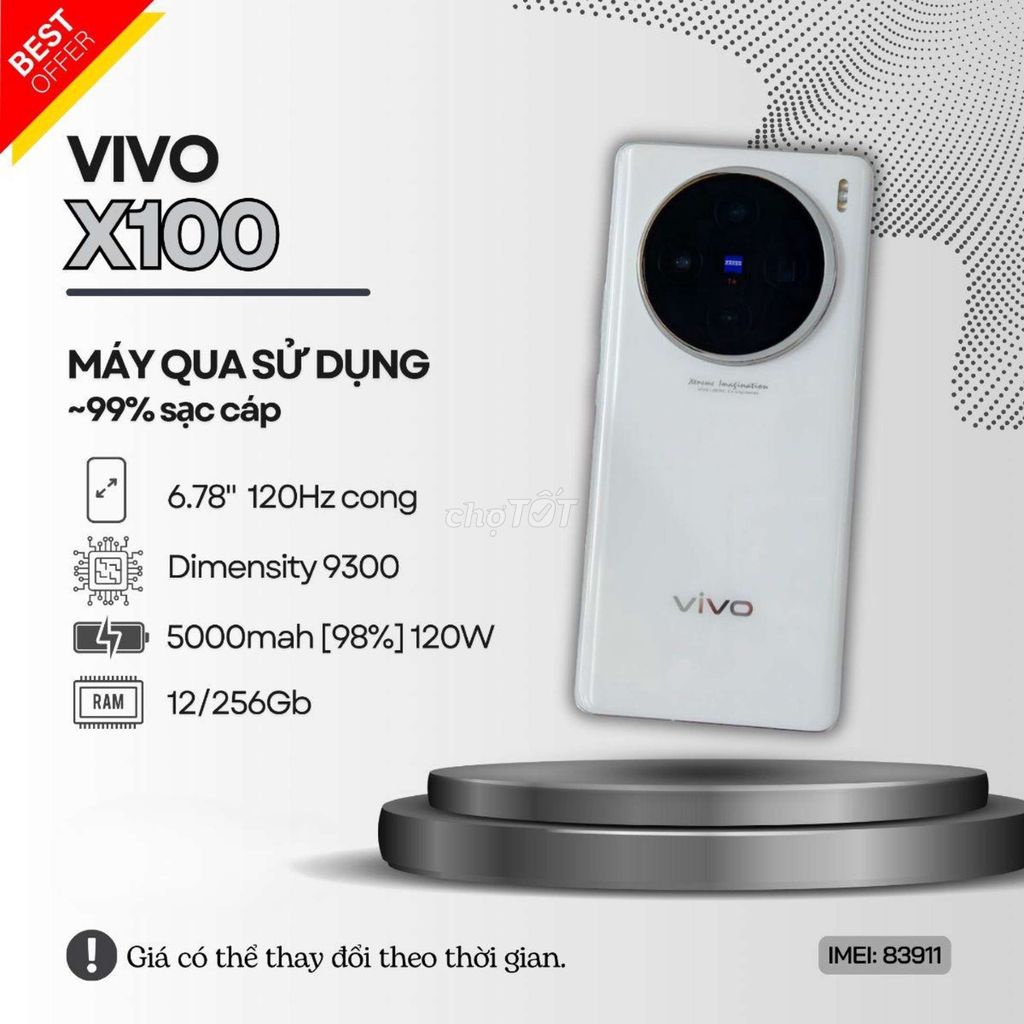 ⭐VIVO X100 MÀU TRẮNG 12/256GB