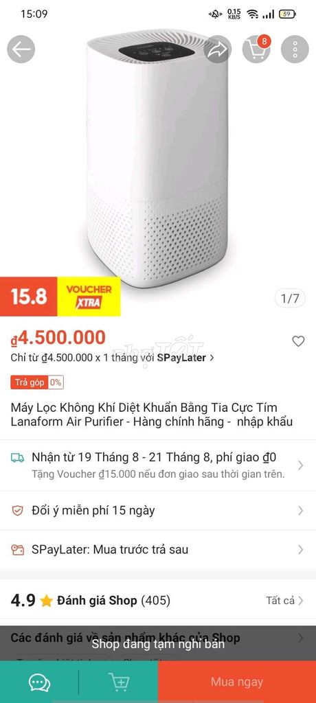 Máy lọc không khí LANAFORM mới 97%